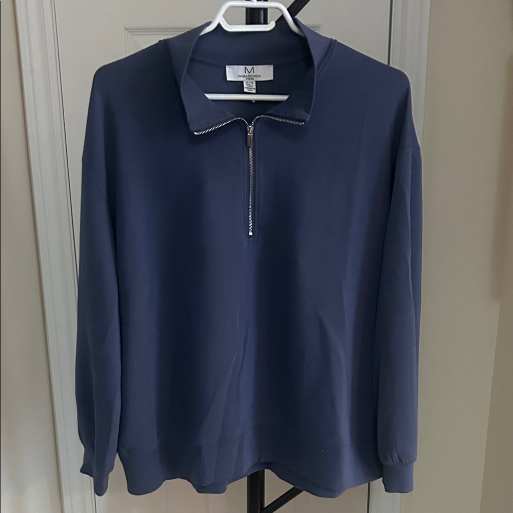 Magaschoni Women's Navy Zip-Up Top